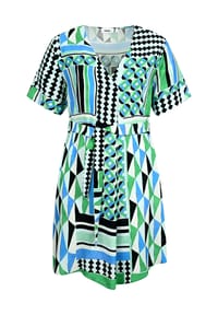 elanza - Kleid mit Grafik-Print in Blau/Grün - grün/blau