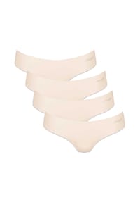 sloggi - Damen String, 4er Pack - Zero Microfibre 2.0 Hipstring, Mikrofaser, einfarbig - Creme