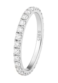 S&T DESIGN S/T Design Classic - Damenring 925 Silber mit Moissanit - schwarz