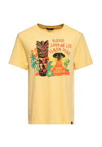 KING KEROSIN - Print-Shirt mit Retro Front Print im "Hawaii-Tikki" Design Lava - gelb