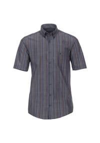 CASAMODA - Herren Freizeithemd Kurzarm gestreift Casual Fit - graues Dunkelblau
