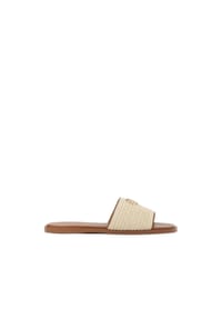Kazar - Flache Raffia-Rutschen - Beige