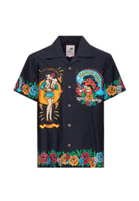 KING KEROSIN - Kurzarmhemd mit auffälligem Artwort-Print Acapulco Gold - offwhite