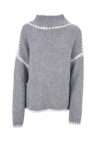 Seasons of April - Strickpullover JOLIE Damen Pullover mit Stehkragen und Farbakzenten, Jolie - Creme