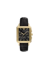 EMPORIO ARMANI - Emporio Armani Herrenchronograph mit schwarzem Lederband, AR11753 - Gold