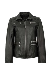 MADDOX - Damen Lederjacke Lammnappa schwarz - schwarz