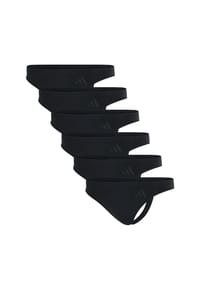 adidas - Damen Strings, 6er Pack - Sport Active Seamless, Thongs, Unterwäsche, Logo, einfarbig - Schwarz