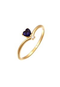 elli. DIAMONDS - Ring Herz Saphir Lab Grown Diamond Weiß (0.008 Ct) 925 Sterling Silber Vergoldet - Gold