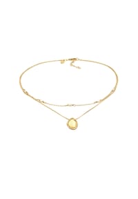 elli. PREMIUM - Halskette Choker Layer Süßwasserzuchtperlen Coin 925 Silber - Gold