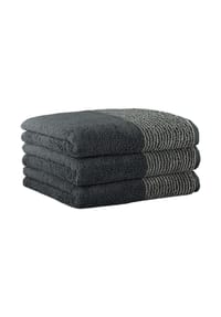 Cawö - Gästetuch, 3er Pack - Luxury Home, C Two-Tone, 30x50 cm, Walkfrottier - Basalt