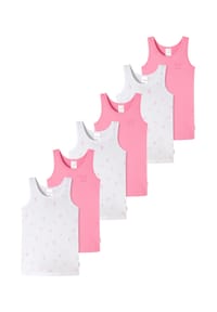 SCHIESSER - Unterhemd / Tanktop 6er Pack Kids Girls Feinripp Organic Cotton - Weiß / Hellrosa