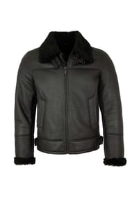 JILANI - Herren Lammfelljacke Lederjacke Lammfell schwarz - schwarz