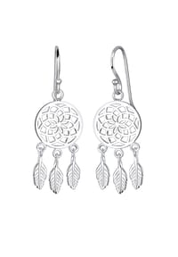 elli. - Ohrringe Traumfänger Federn Boho Festival 925 Silber - Gold
