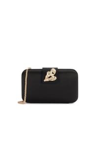 kazar - Schwarze Clutch in Satin-Glanz mit Schmuckschnalle - Schwarz