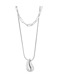 Adelia's - Damen Edelstahl Halskette mit Anhänger 50 cm + 5 cm silberfarben - gold