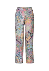 GOLDNER - Luftige Sommerhose mit Patch-Muster - salbei / rosé / gemustert