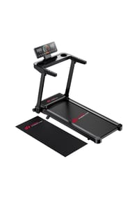 HOME FITNESS CODE - Laufband Q8 mit Handlauf, 12 Programme, Herzfrequenz, Trainingsmatte, Schwarz - 
