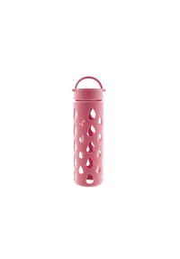 MATO® - Trinkflasche aus temperaturbeständigem Borosilikatglas Silikonhülle - Grau 26 x 7 cm
