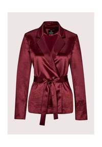 MADELEINE - Edler Satinblazer mit Bindeband - rubinrot