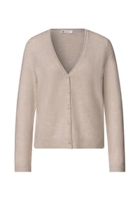 Street One - Cardigan, Rippbündchen, für Damen - 18037 BLK COF MEL.