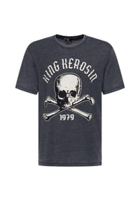 KING KEROSIN - Print-Shirt im Used Look Skull 1979 - anthrazit