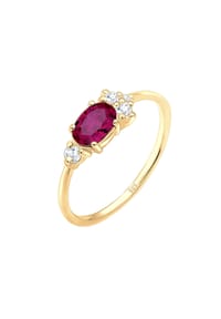 elli. PREMIUM - Ring Zirkonia Synthetischer Rubin 925 Silber Vergoldet - Blau