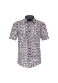 CASAMODA - Herren Freizeithemd Kurzarm Print Casual Fit - Grau