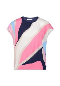 BETTY & CO - Patchwork-Shirt mit Raffung - Rosé/Pink