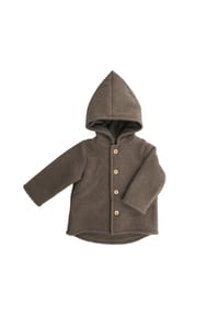 maximo® - GOTS BABY-Jacke, Wollfleece Kapuze, Knöpfe, Jerseyfutter - braunmeliert