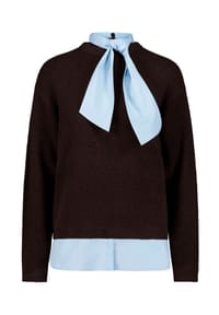 zero - Strickpullover mit Bluseneinsatz - Patch Brown/Blue