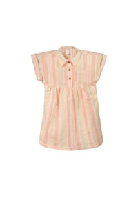 maximo® - GOTS MINI GIRL-Kleid, Kragen Musselinstoff, Knopfleiste - beigemeliert