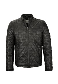 bugatti - Herren Lederjacke Steppjacke Lammnappa schwarz - schwarz