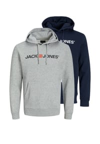 JACK & JONES - Sweatshirt / Hoodie 2er Pack Corp - Dunkelblau / weiß