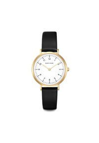 EAST / SIDE Damen Armband-Uhr Rosehill gelbgold Echtleder schwarz  