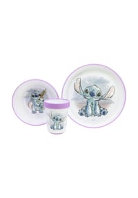 Disney - Stitch Geschirrset – 3-teiliges Kinder-Set mit Anti-Rutsch-Boden - Mehrfarbig 21x21x10 cm