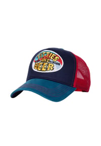KING KEROSIN - Trucker Cap mit besticktem Frontpatch Titties And Beer - dunkelblau