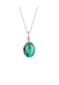 elli. - Halskette Basic Malachit Edelstein 925 Silber Vergoldet - Grün