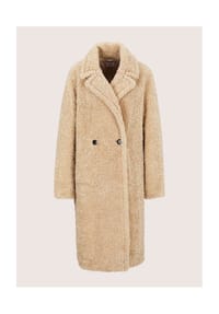 MADELEINE - Zweireihiger Teddy-Mantel - beige