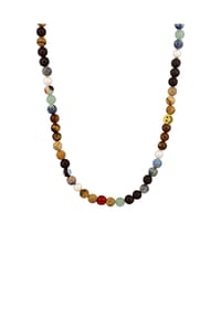 KUZZOÍ - Halskette Beads Mit Smiling Face Silber Tigerauge Braun 925 Sterling Silber - Bunt