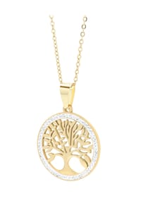 Adelia's - Edelstahl Schmuckset Lebensbaum mit Ohrringe + Halskette 45 cm silberfarben - gold