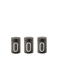 Cheffinger - 3-teiliges Aufbewahrungsdosen-Set in Schwarz ideal für Gewürze - Schwarz 7 x 10 cm