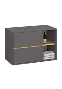 Akord - Badezimmer-Hängeschrank W90 mit 2 Schubladen und 2 Einlegeböden - artisan-eiche/graphitgrau