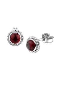 Nenalina - Ohrringe Boho Granat Geburtsstein Januar Oxid 925 Silber - Dunkelrot