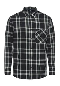 MANGUUN - Freizeithemd, Langarm, Kent-Kragen, für Herren - NAVY-SMALL CHECK