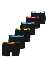 PUMA® - Herren Boxer Shorts, 6er Pack - Basic Boxer ECOM, Cotton Stretch, Everyday - Blau/Grau