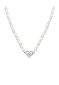 elli. - Halskette Perle Herz Edelweiss Tracht 925 Silber - Gold