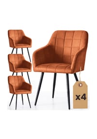 Akord - Luxano Quadratisch Gesteppte, Gepolsterte Esszimmerstühle, 4er-Set - beige / goldfarbene Beine