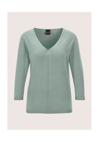 MADELEINE - Schlichter Baumwollpullover mit V-Ausschnitt - bleu