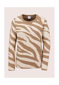 MADELEINE - Strickpullover mit Zebra-Muster - caramel / perlweiß