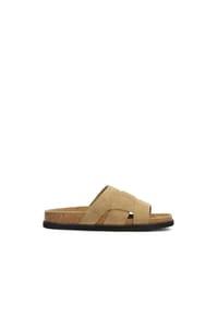 kazar - Beigefarbene Wildleder-Slides - Beige